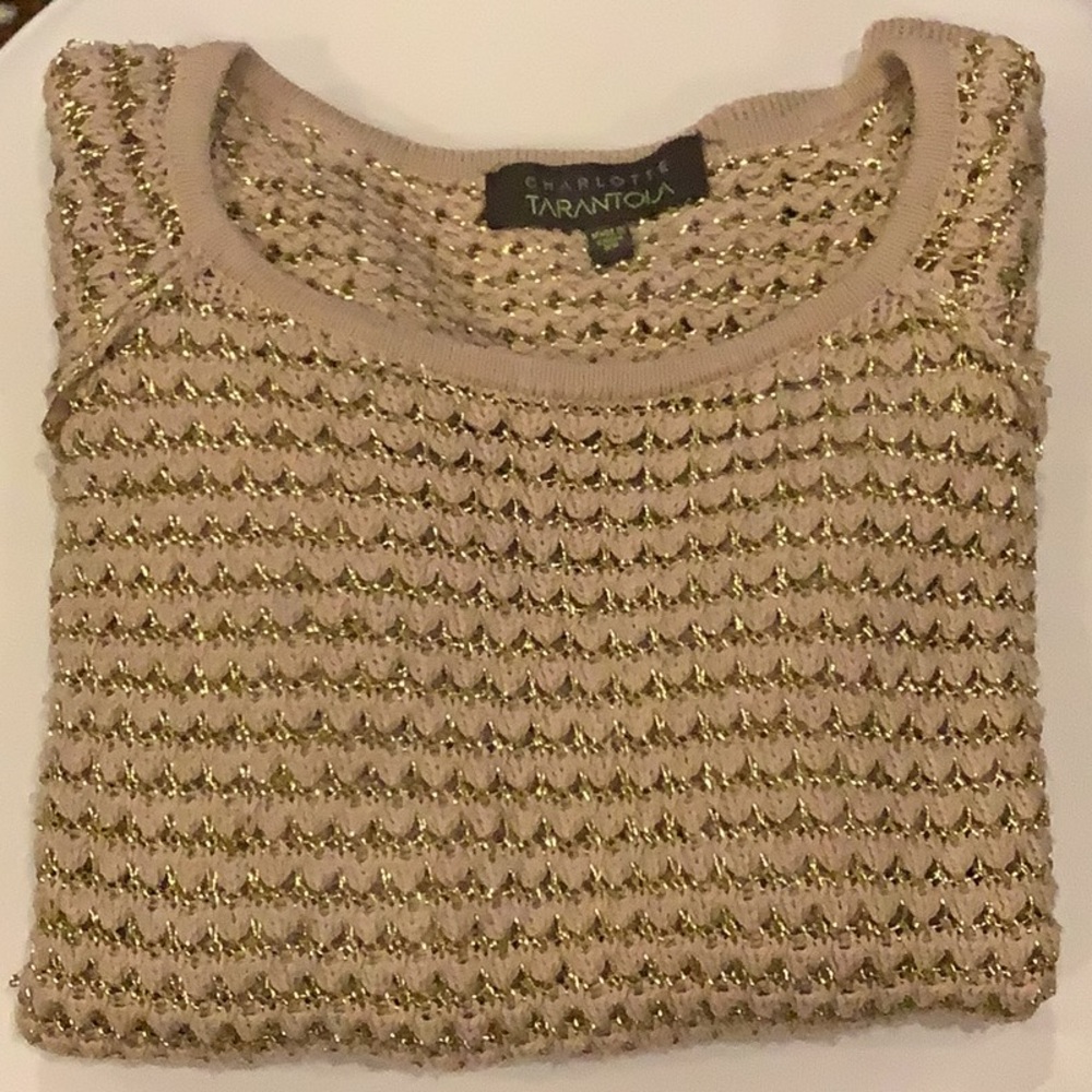Charlotte Tarantola Anthropologie Gold Sweater Crewneck Size XS